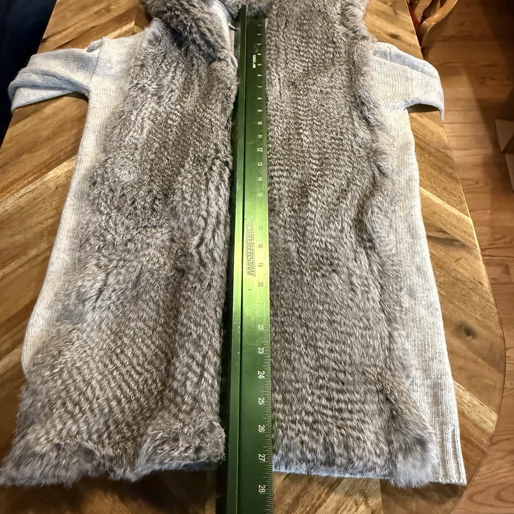 White+Warren Sweater Open Real Fur Front Cardigan Women's Small - Picture 6 of 7
